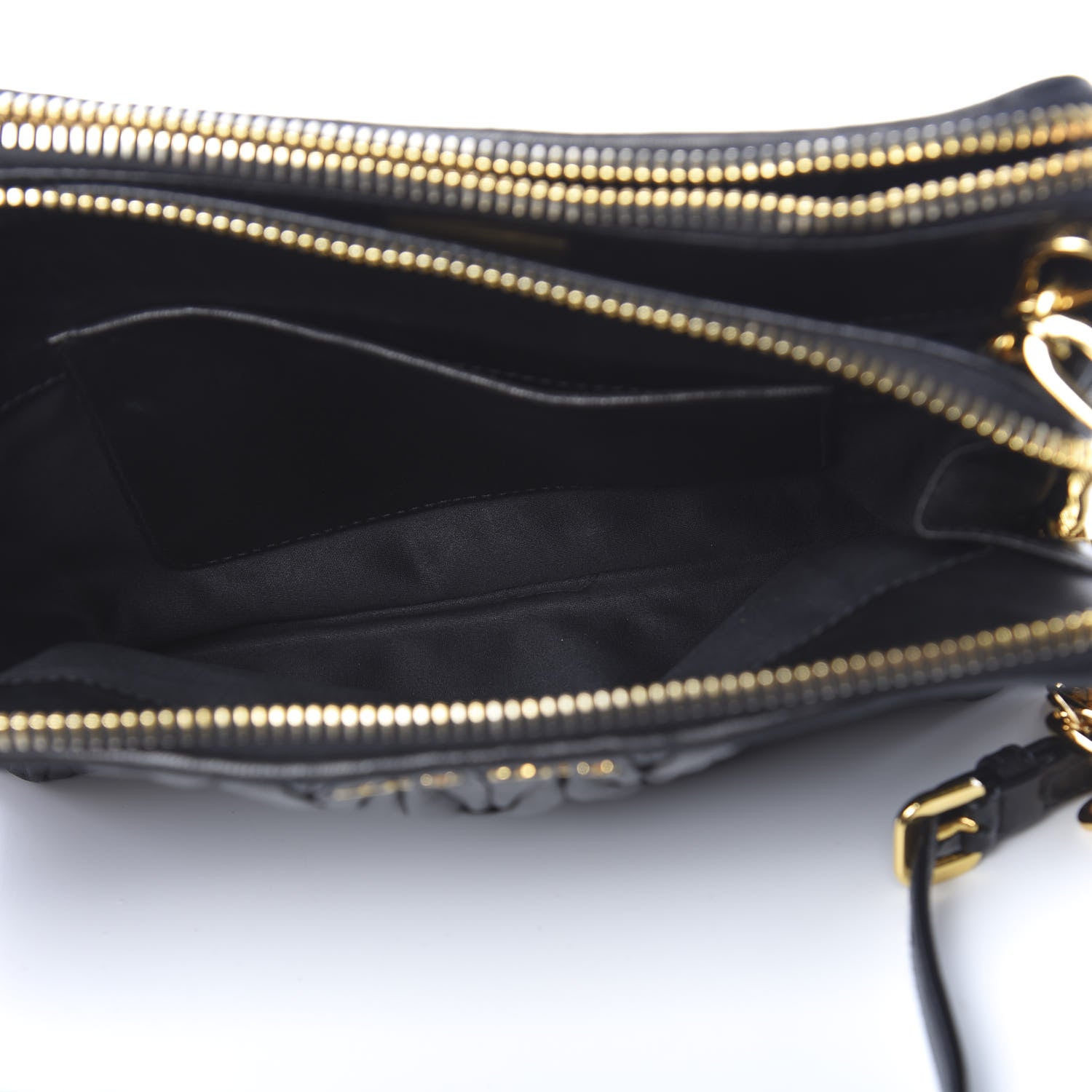 Miu Miu Nappa Matelasse Double Zip Chain Shoulder Bag Black 7 of 12