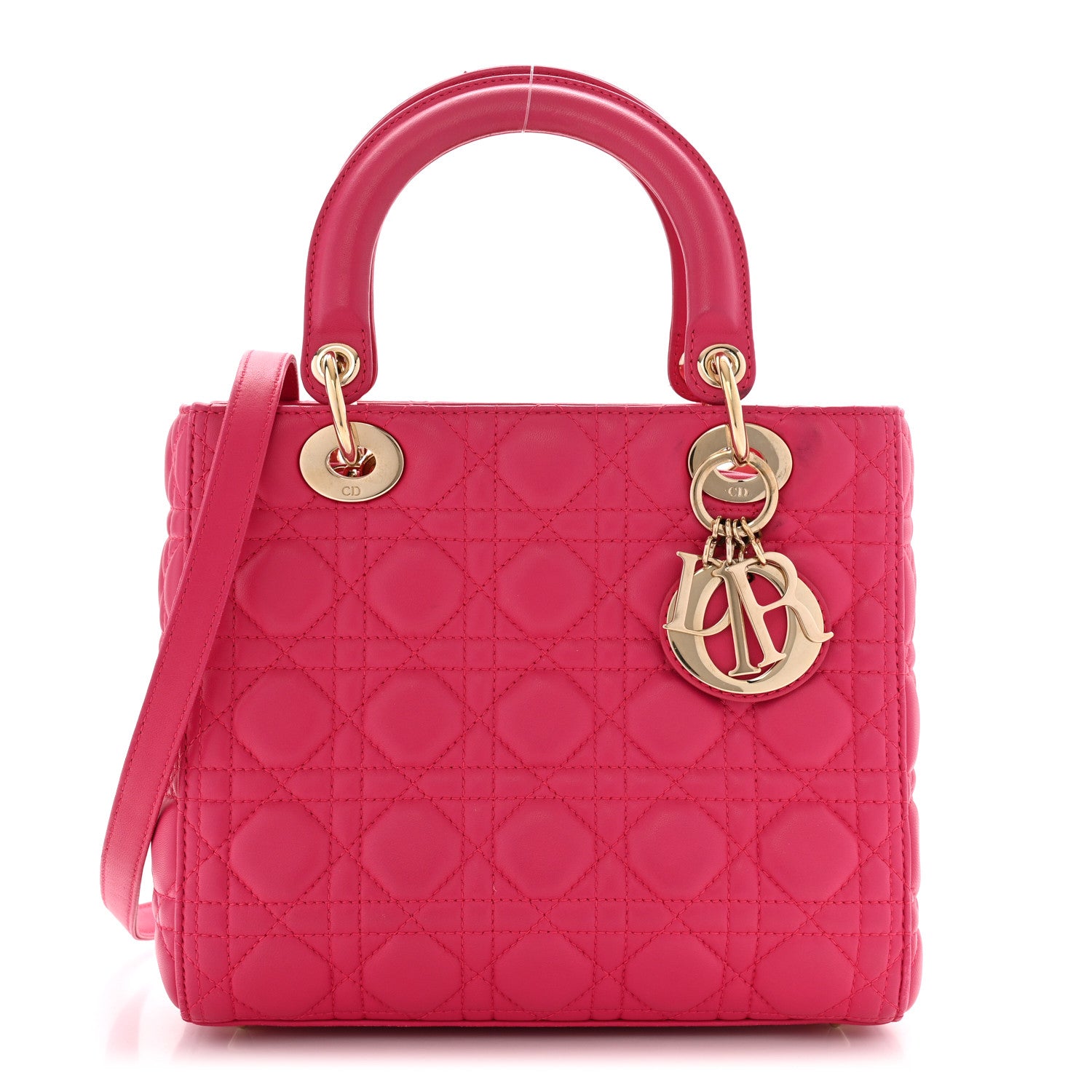 Christian Dior Lambskin Cannage Medium Lady Dior Fuchsia 1 of 14
