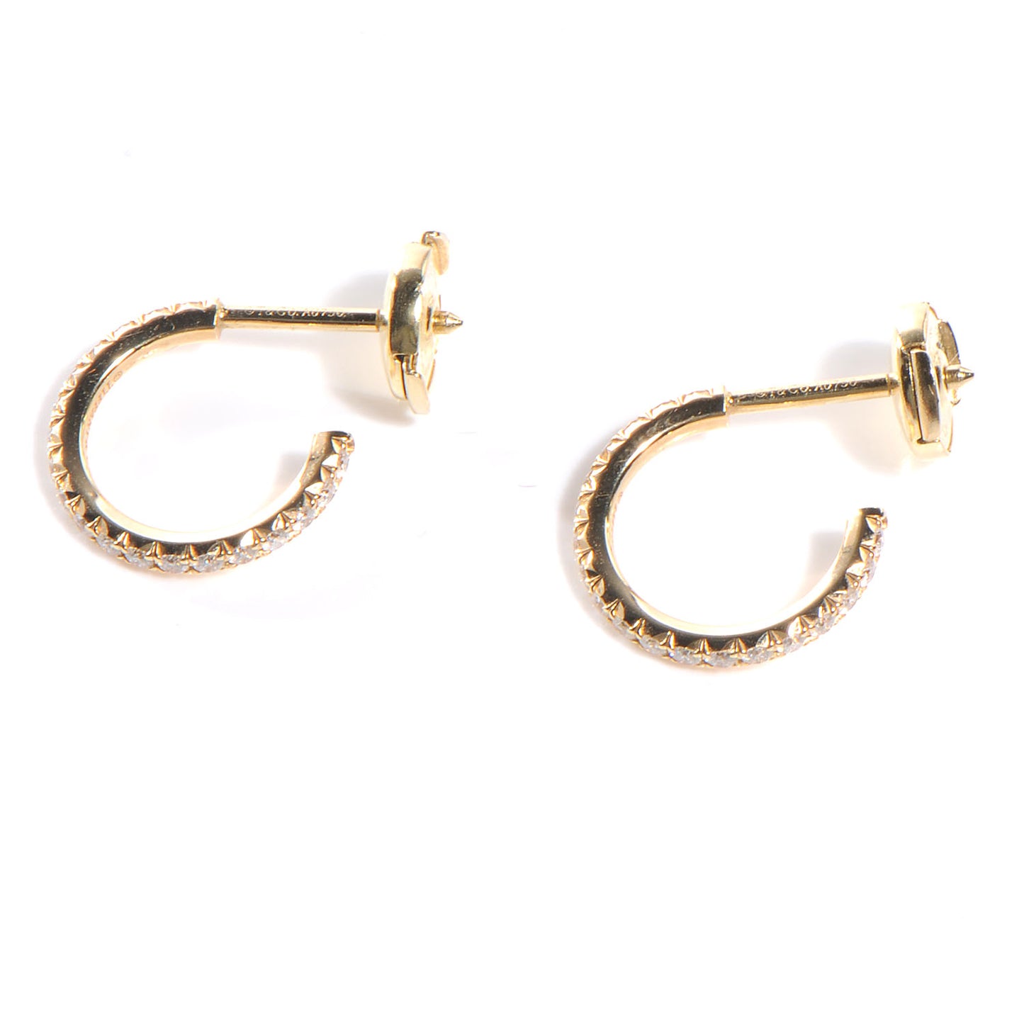 18K Yellow Gold Diamond Small Metro Hoop Earrings