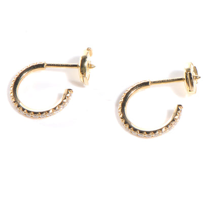 Tiffany 18K Yellow Gold Diamond Small Metro Hoop Earrings 3 of 6