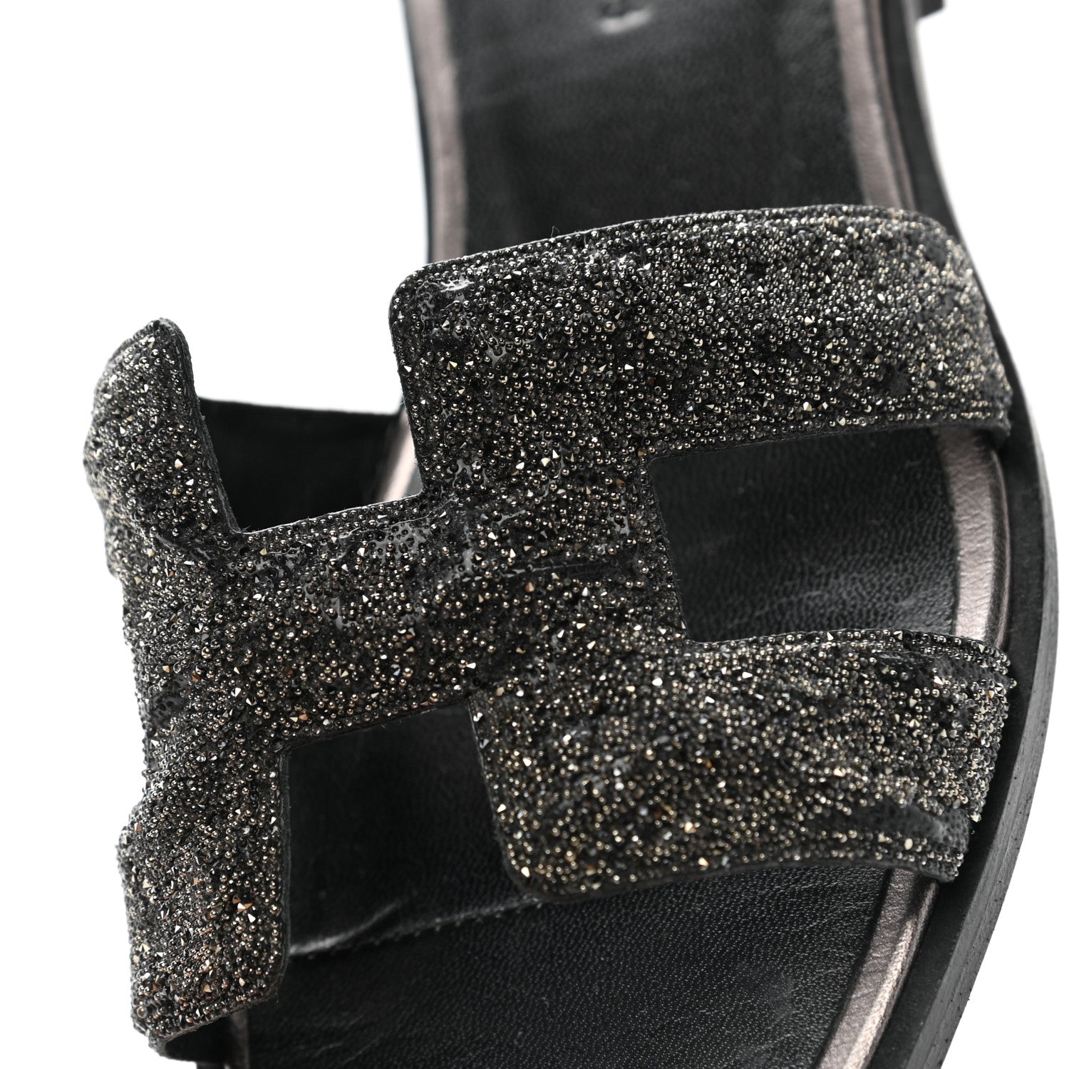 Hermes Goatskin Crystal Oran Sandals 35 Black 9 of 12