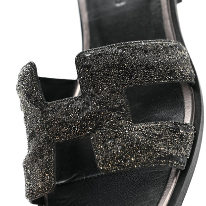 Hermes Goatskin Crystal Oran Sandals 35 Black 9 of 12