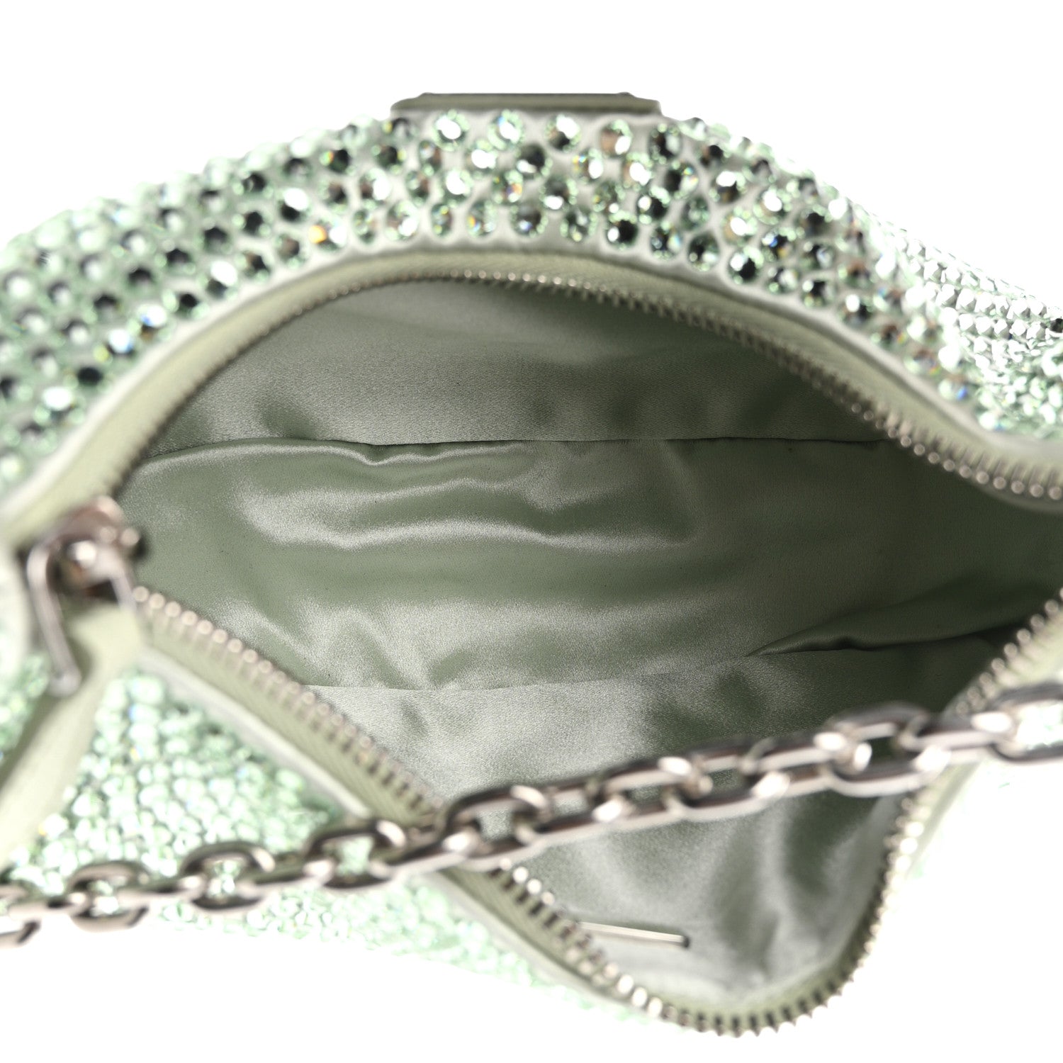 Prada Satin Crystal Re-Edition 2005 Shoulder Bag Acqua 6 of 12
