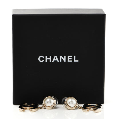 Chanel Pearl Enamel CC Drop Earrings Black 5 of 5