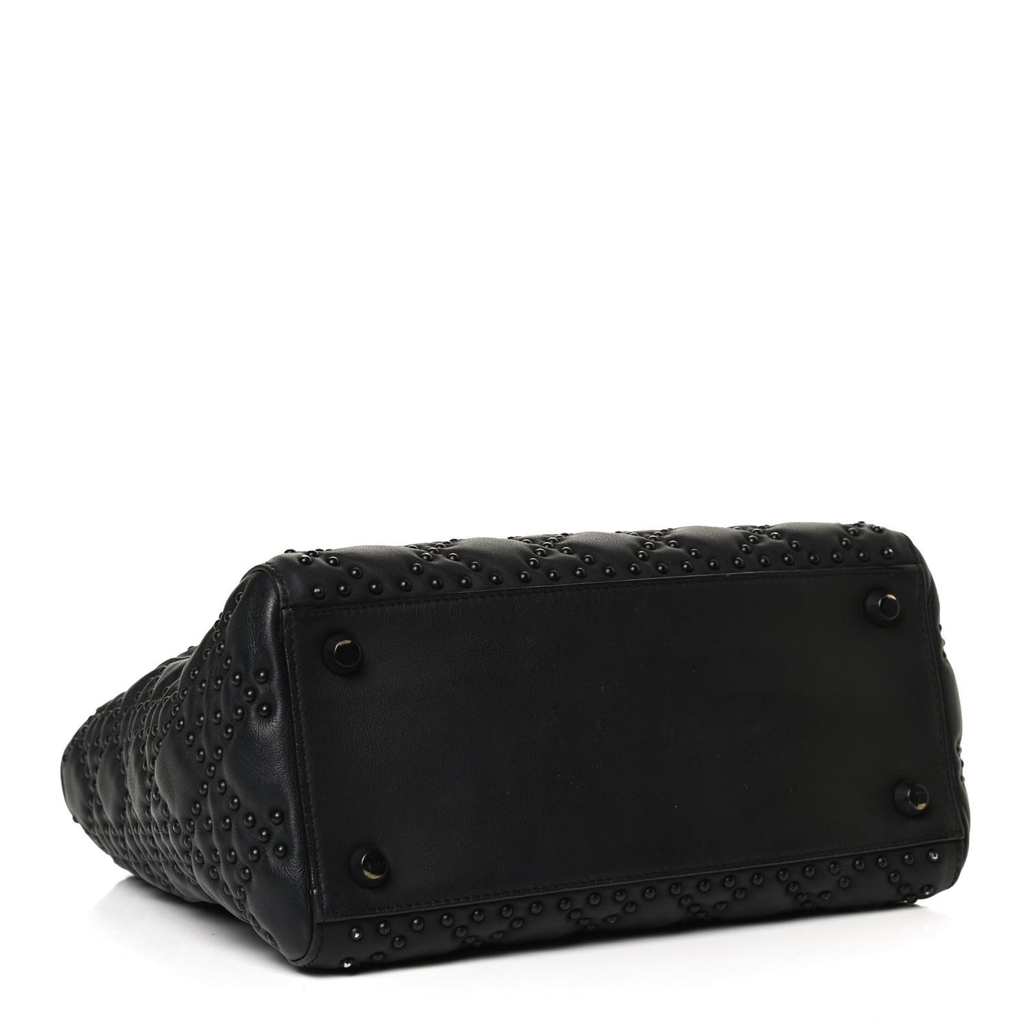 UItra Matte Calfskin Cannage Studded Medium Supple Lady Dior Black