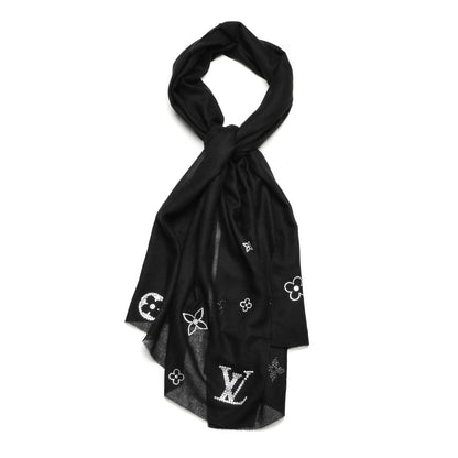 Louis Vuitton Cashmere Swarovski Crystal Monte Carlo Stole Black 1 of 7