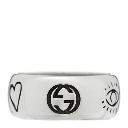 Gucci Sterling Silver Wide Blind for Love Band Ring 61 9.5 1 of 5