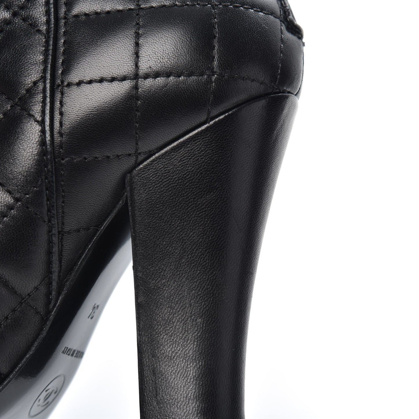 Lambskin Quilted Pocket High Boots 34 Black