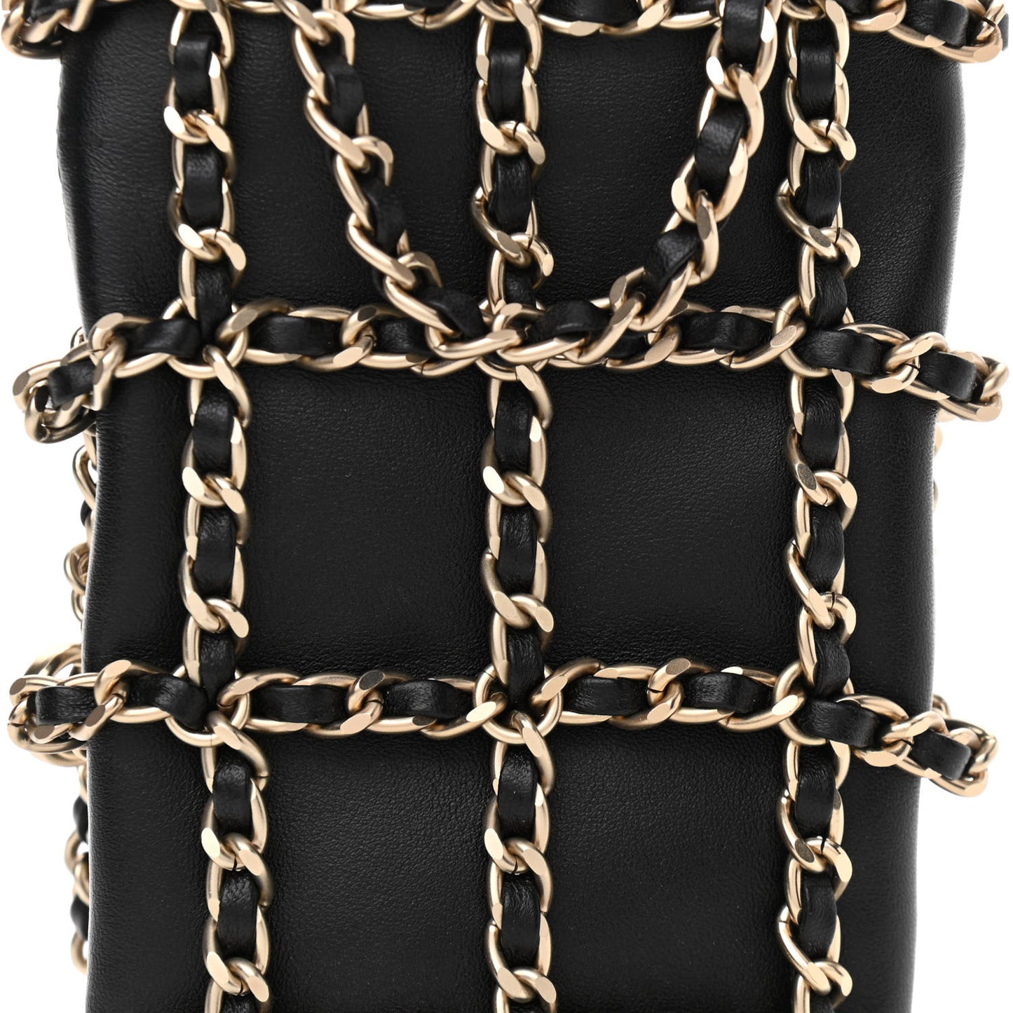 Lambskin Tech Me Out Clutch With Chain Black
