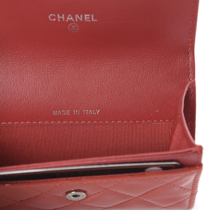 Chanel Patent Quilted Flap Card Holder Dark Pink 6 of 7