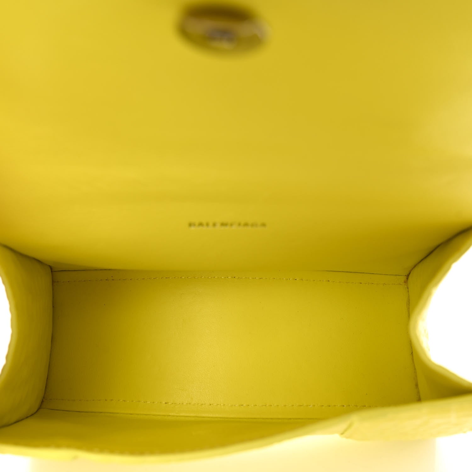 Balenciaga Shiny Calfskin Crocodile Embossed Hourglass Top Handle Bag XS Light Yellow 5 of 10