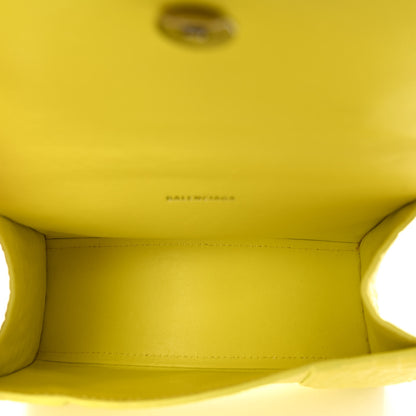 Balenciaga Shiny Calfskin Crocodile Embossed Hourglass Top Handle Bag XS Light Yellow 5 of 10