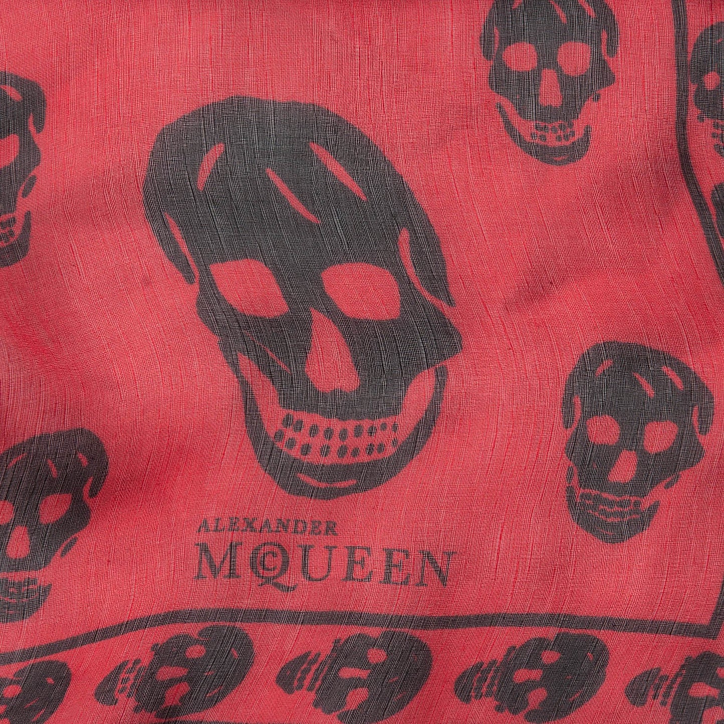 Silk Chiffon Skull Scarf Red Black