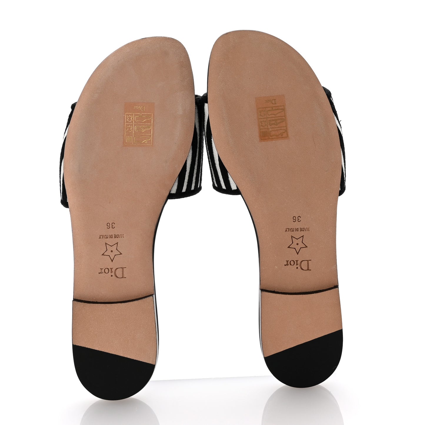 Cotton Embroidered Dway Mule Slides Sandals 36 Black White