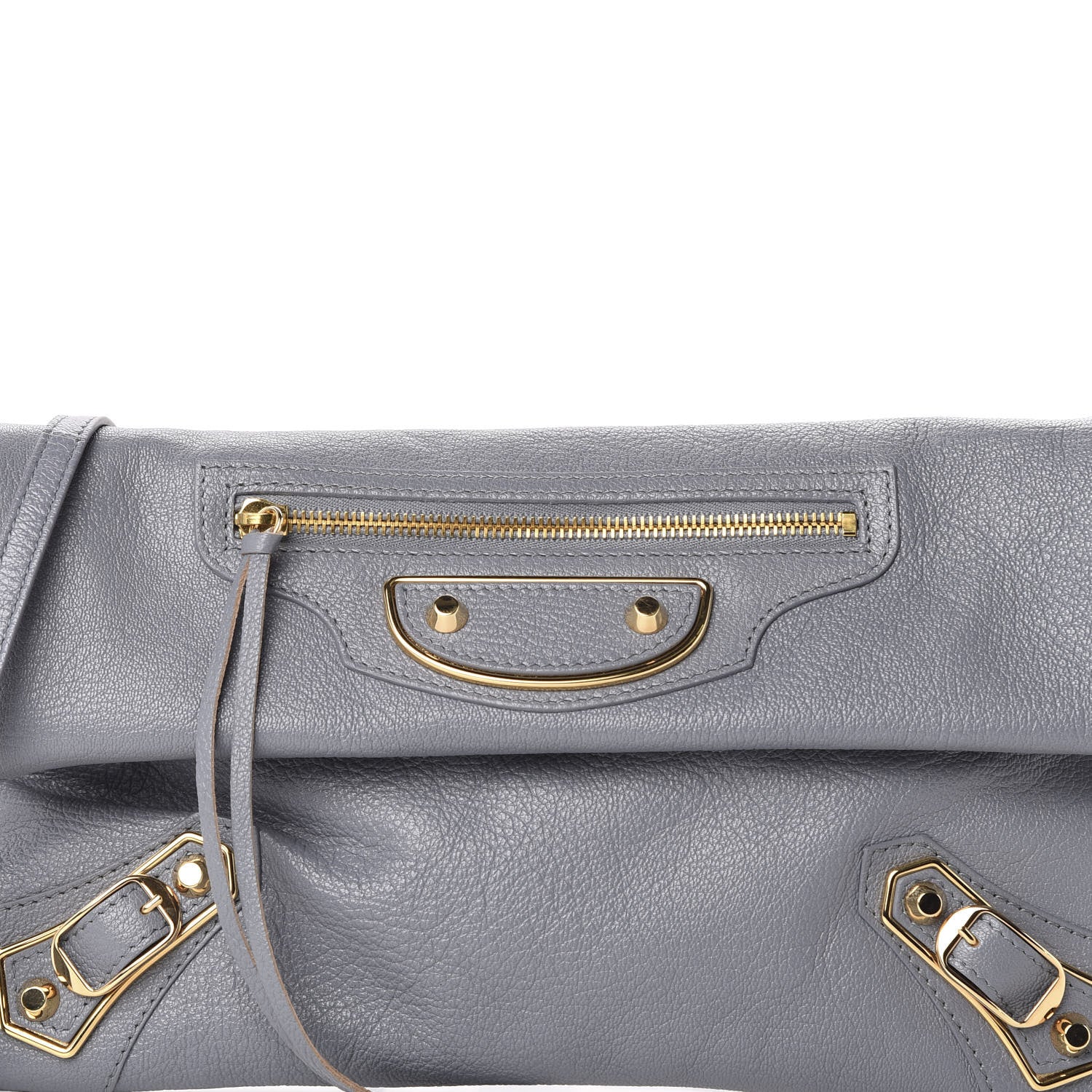Balenciaga Chevre Gold Metallic Edge Hardware Envelope Clutch Bleu Acier 11 of 12