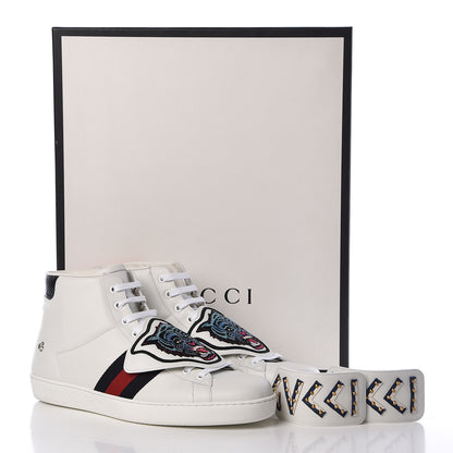 Gucci Calfskin Ayers Embroidered Web Mens Ace Removable Patches High Top Sneakers 11 White 8 of 8