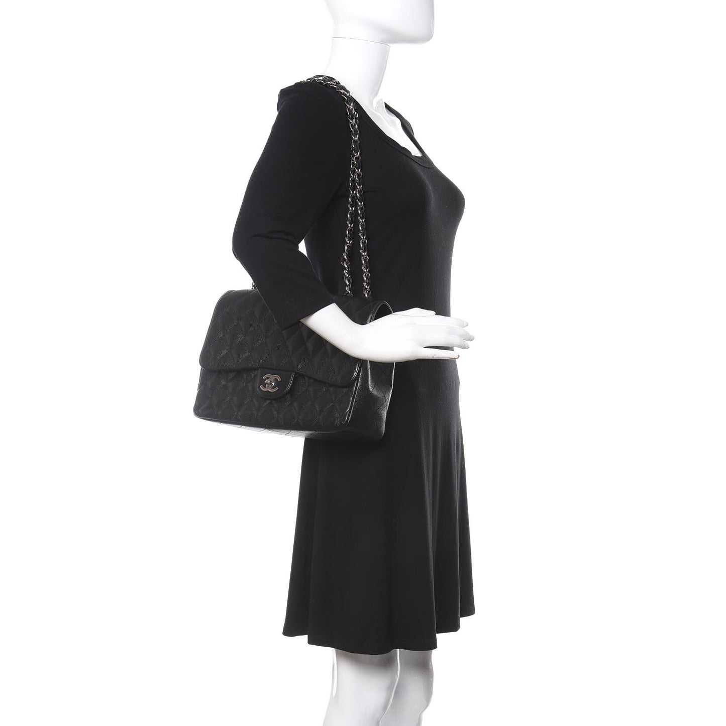 Caviar Quilted Jumbo Single Flap Black