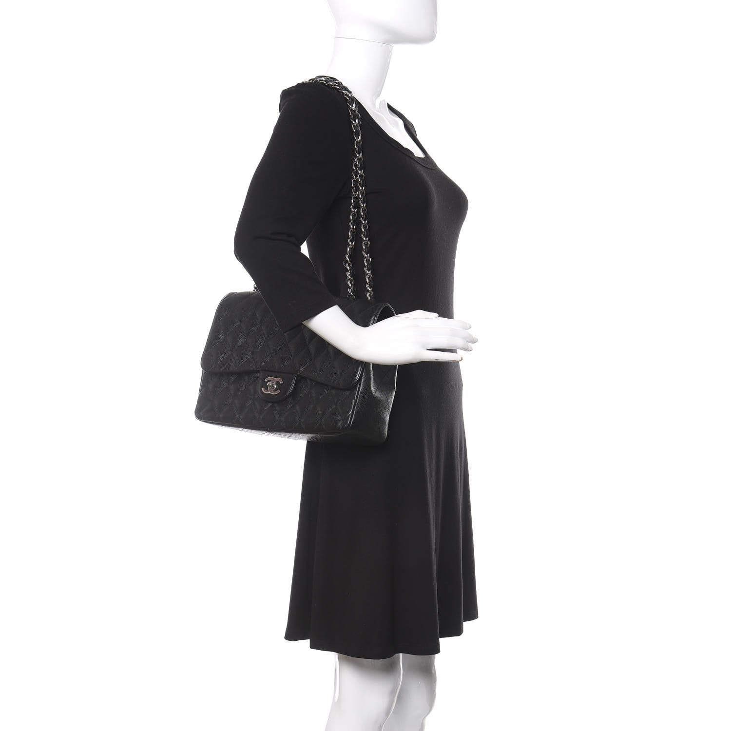 Chanel Caviar Quilted Jumbo Single Flap Black 2 of 9