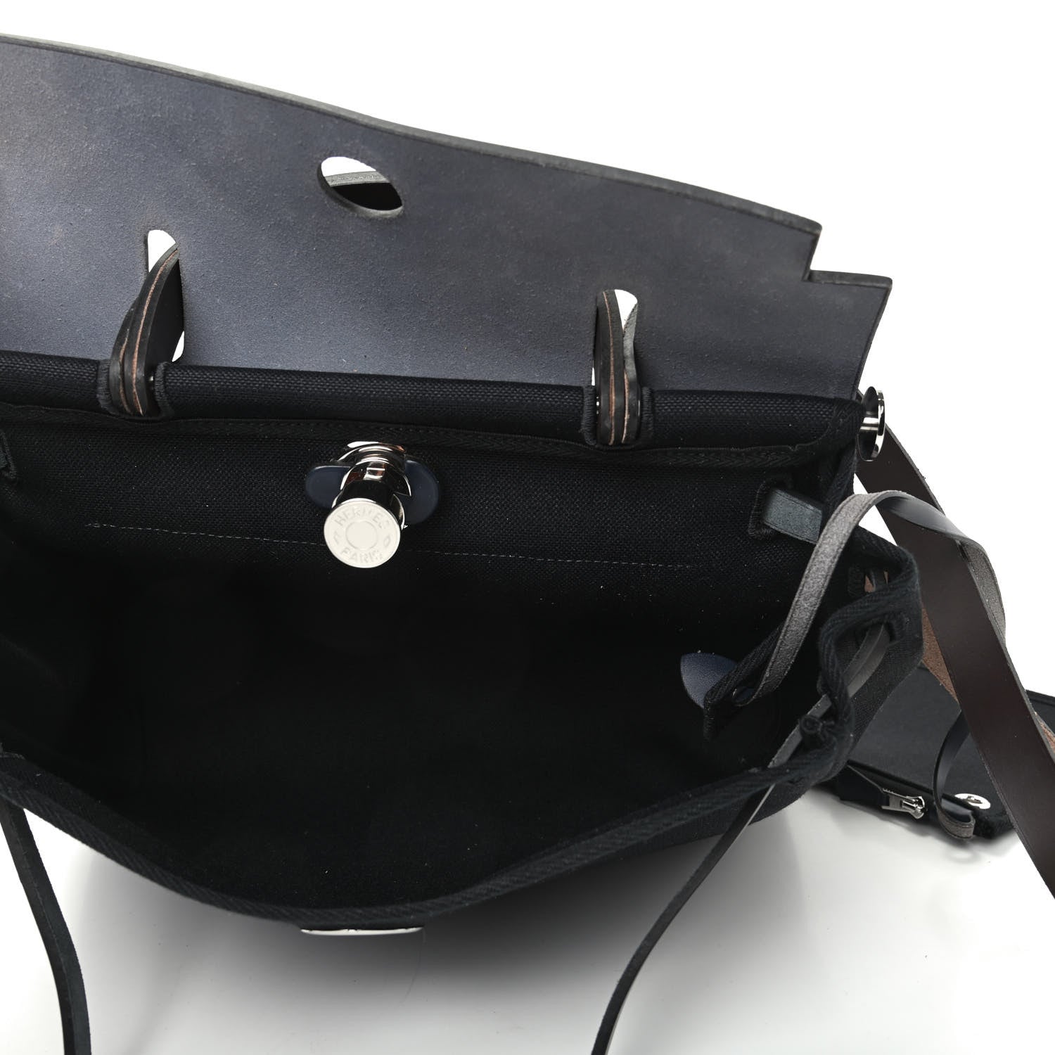 Hermes Military Toile Vache Hunter Herbag Zip Retourne 31 PM Black Bleu Indigo 5 of 10