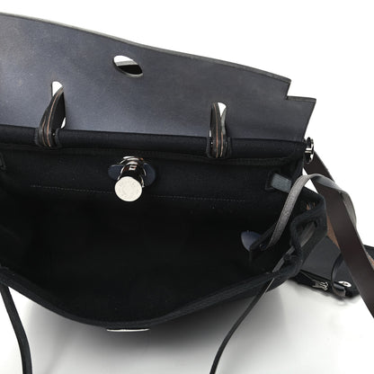 Hermes Military Toile Vache Hunter Herbag Zip Retourne 31 PM Black Bleu Indigo 5 of 10