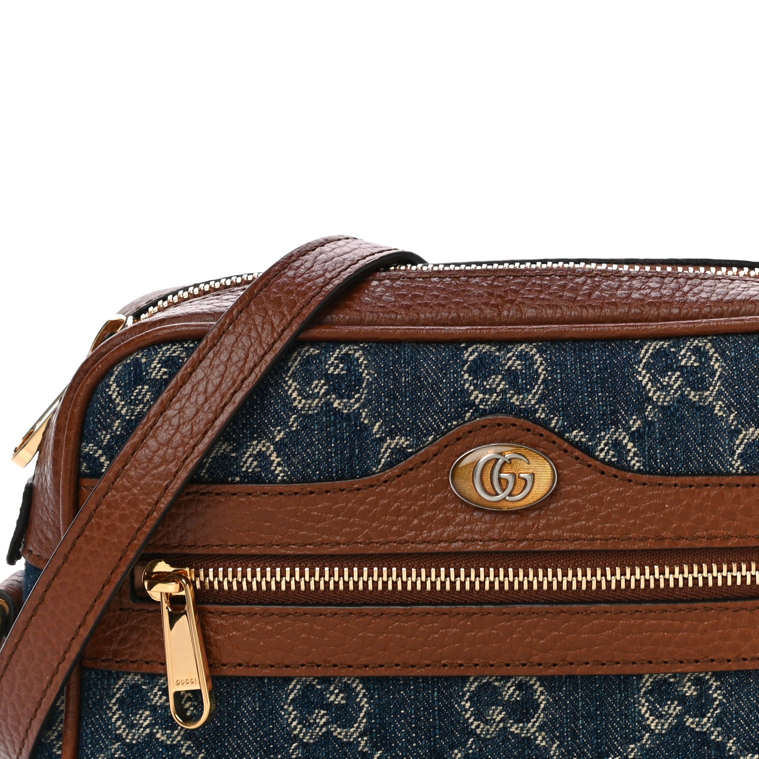 Gucci New Denim GG Monogram Dollar Calfskin Mini Ophidia Shoulder Bag Blue Tea Cuir Epilog 8 of 11