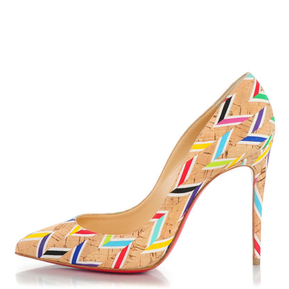 Christian Louboutin Cork Chevron Print Pigalle Follies 100 Pumps 37.5 Multicolor 1 of 7