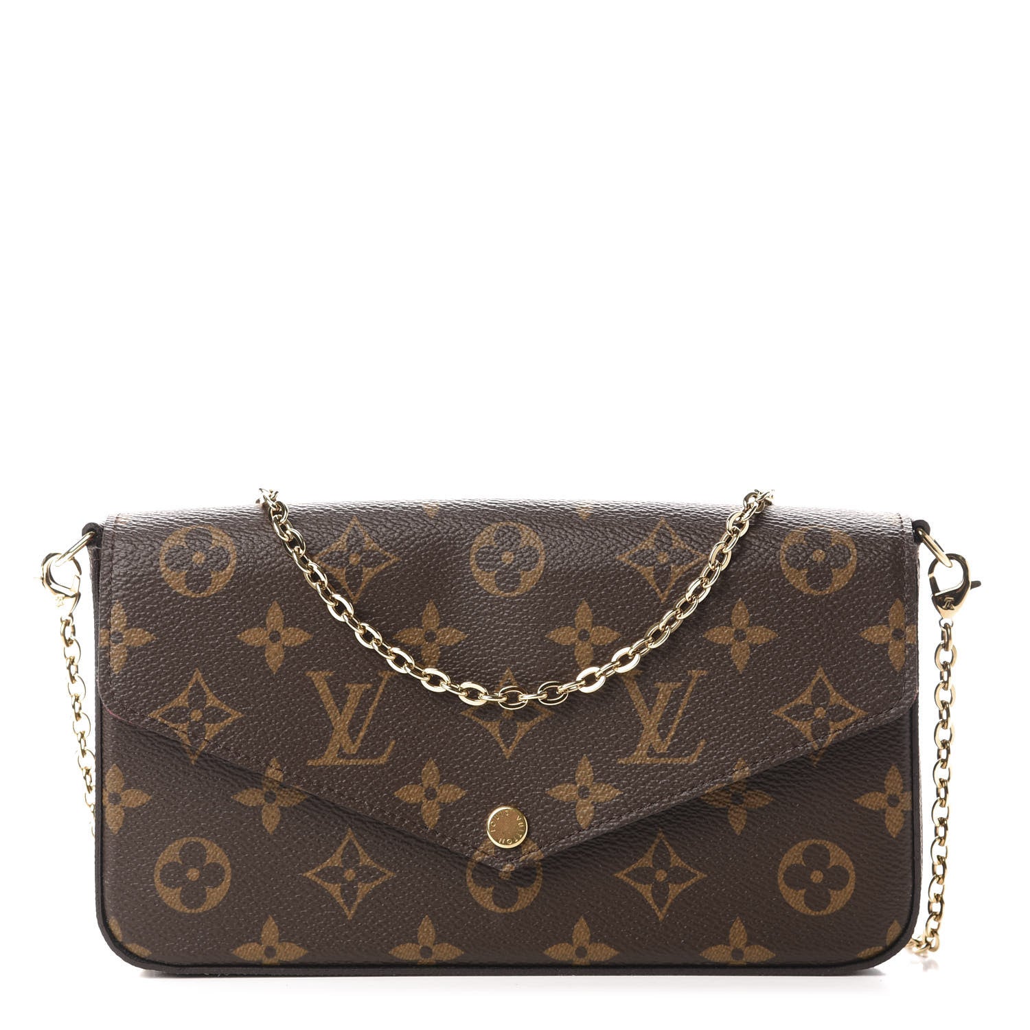 Louis Vuitton Monogram Pochette Felicie Chain Wallet Fuchsia 1 of 10