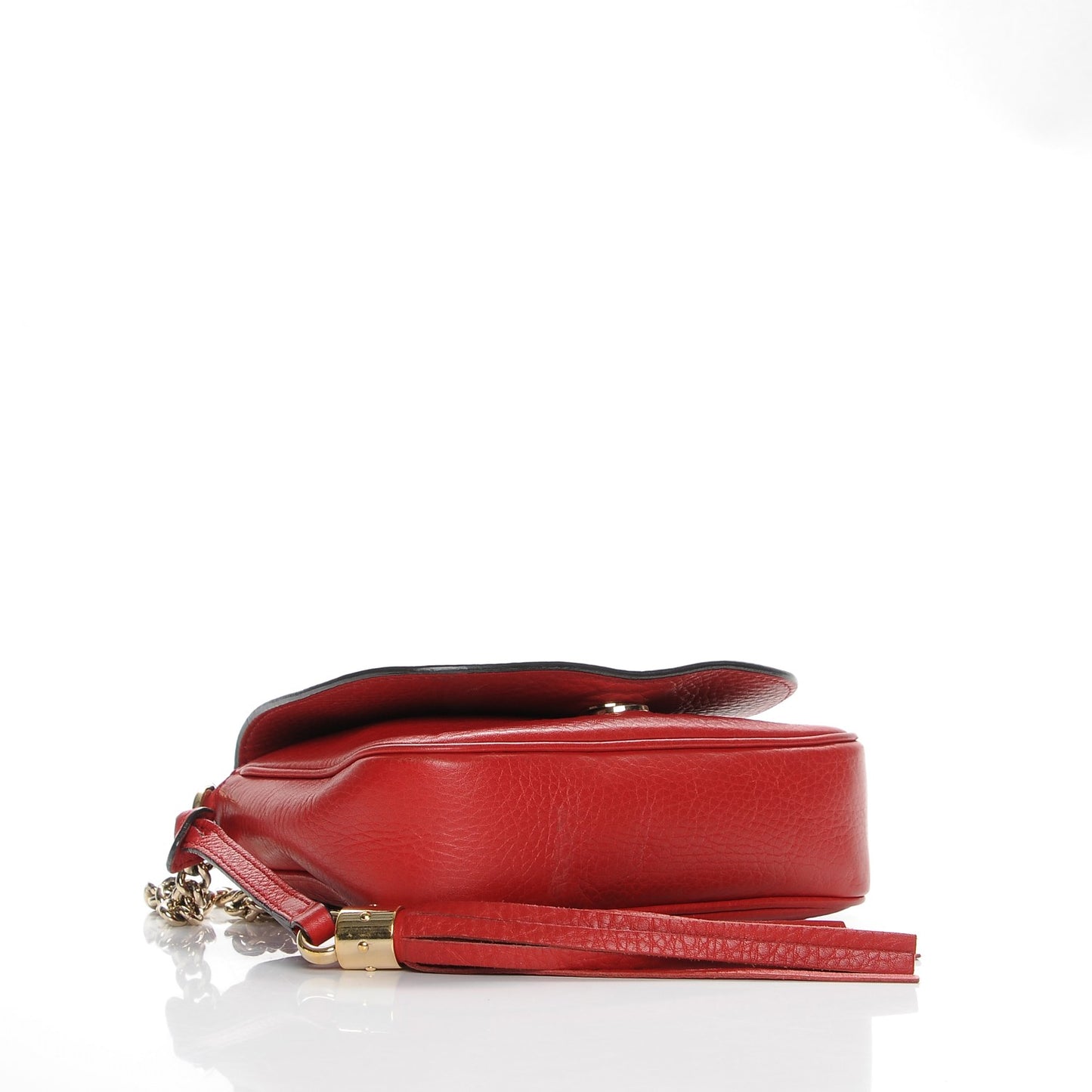 Pebbled Calfskin Small Soho Flap Crossbody Red