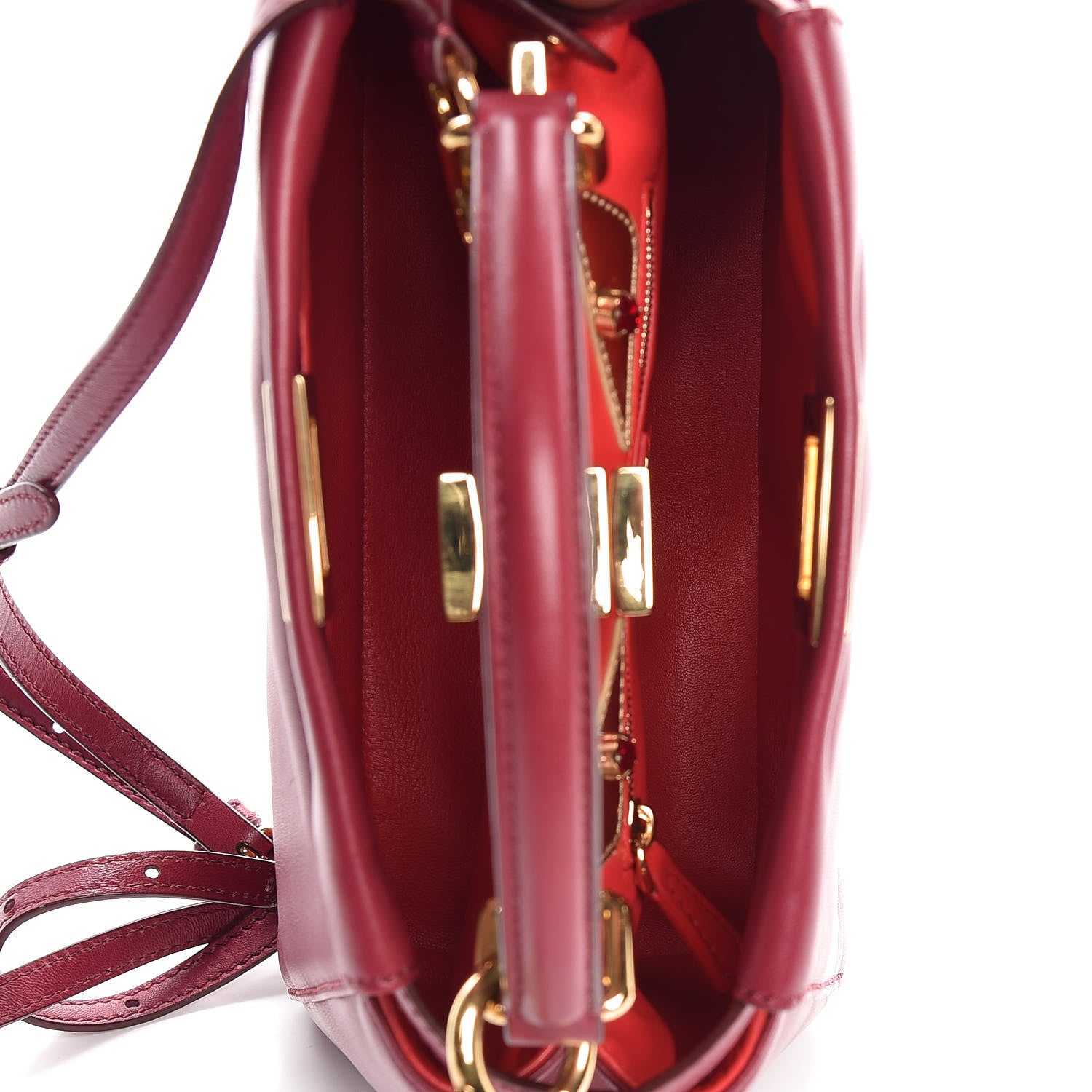 Fendi Nappa Monster Eyes Mini Peekaboo Iconic Satchel Amarena Fiamma 7 of 9