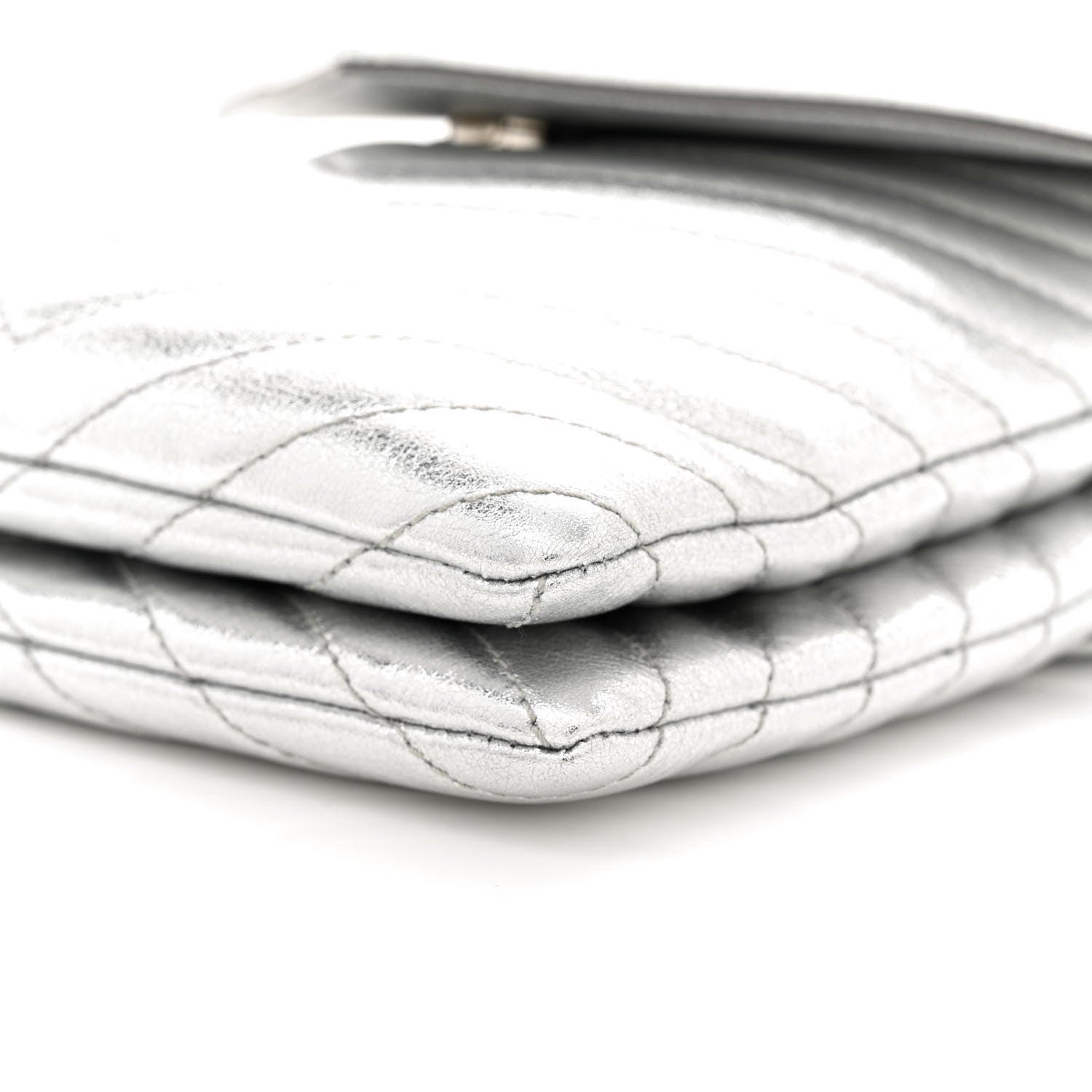 Saint Laurent Metallic Lambskin Quilted Double Flap Bag Silver 10 of 10