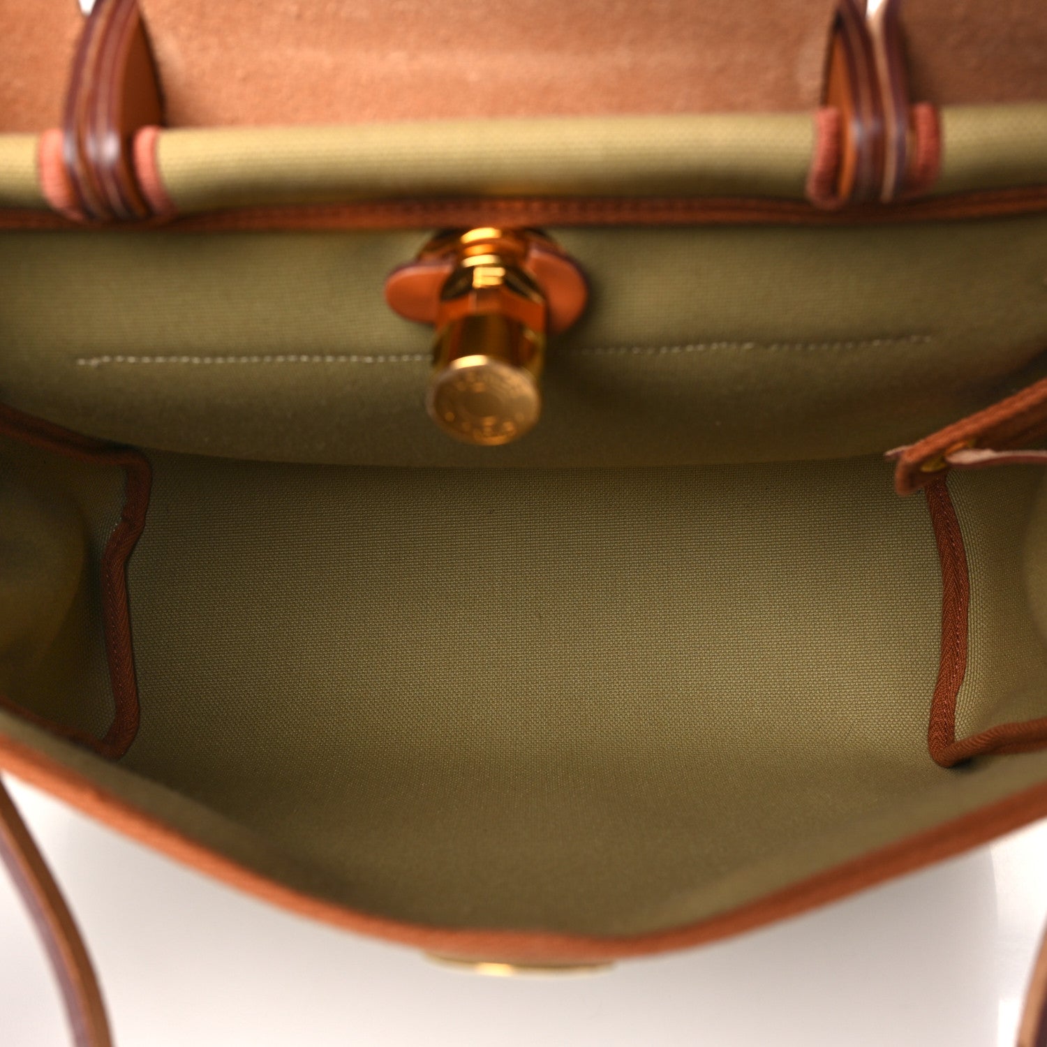 Hermes Military Toile Vache Hunter Herbag Zip Retourne 31 PM Poussiere Fauve 6 of 12