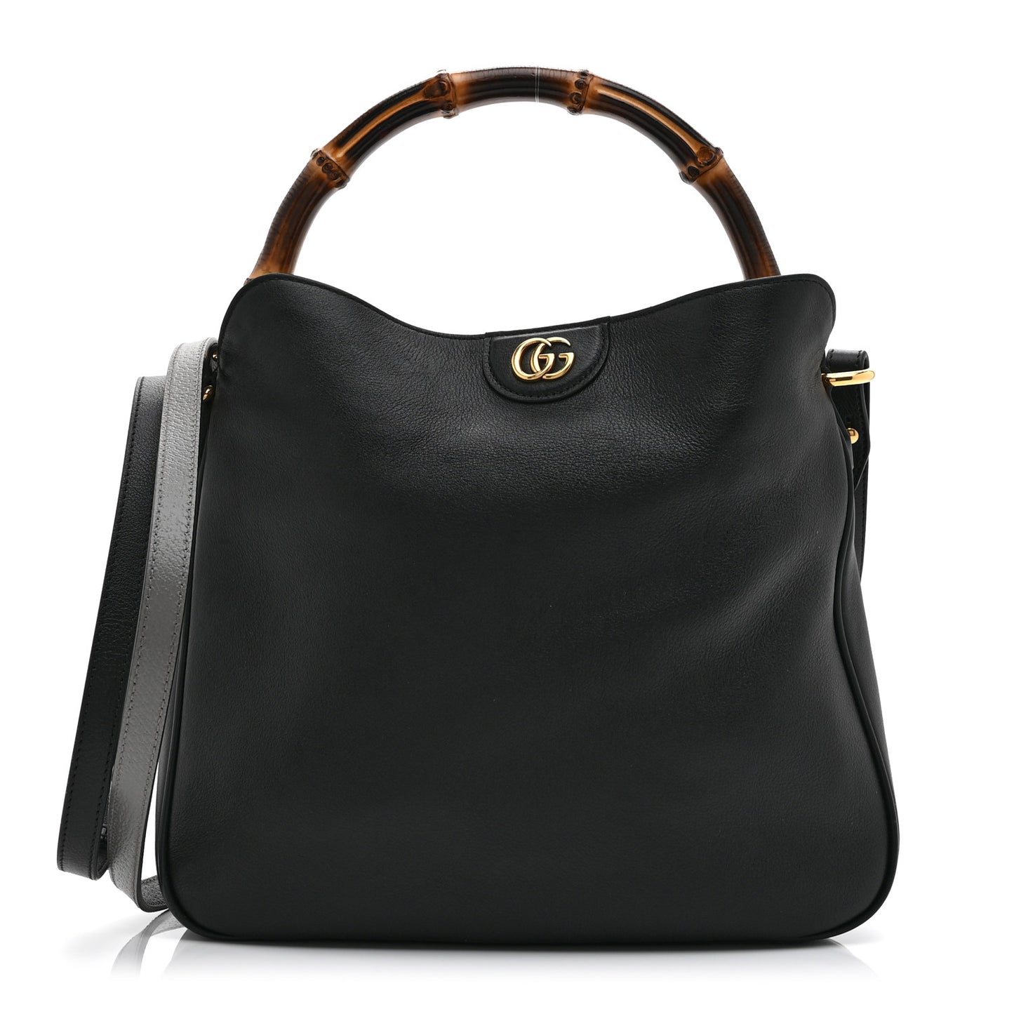 Softy Wonka Textured Dollar Calfskin Medium Diana Shoulder Bag Black