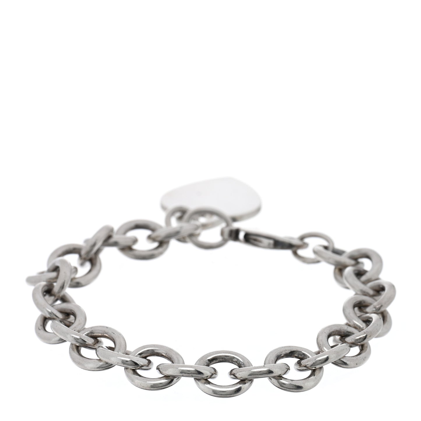 Sterling Silver Heart Tag Charm Bracelet