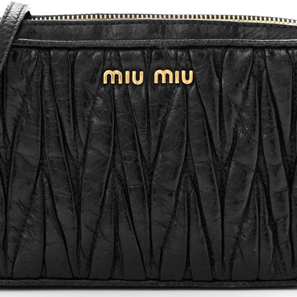 Miu Miu Nappa Matelasse Double Zip Pochette Clutch Black 7 of 9