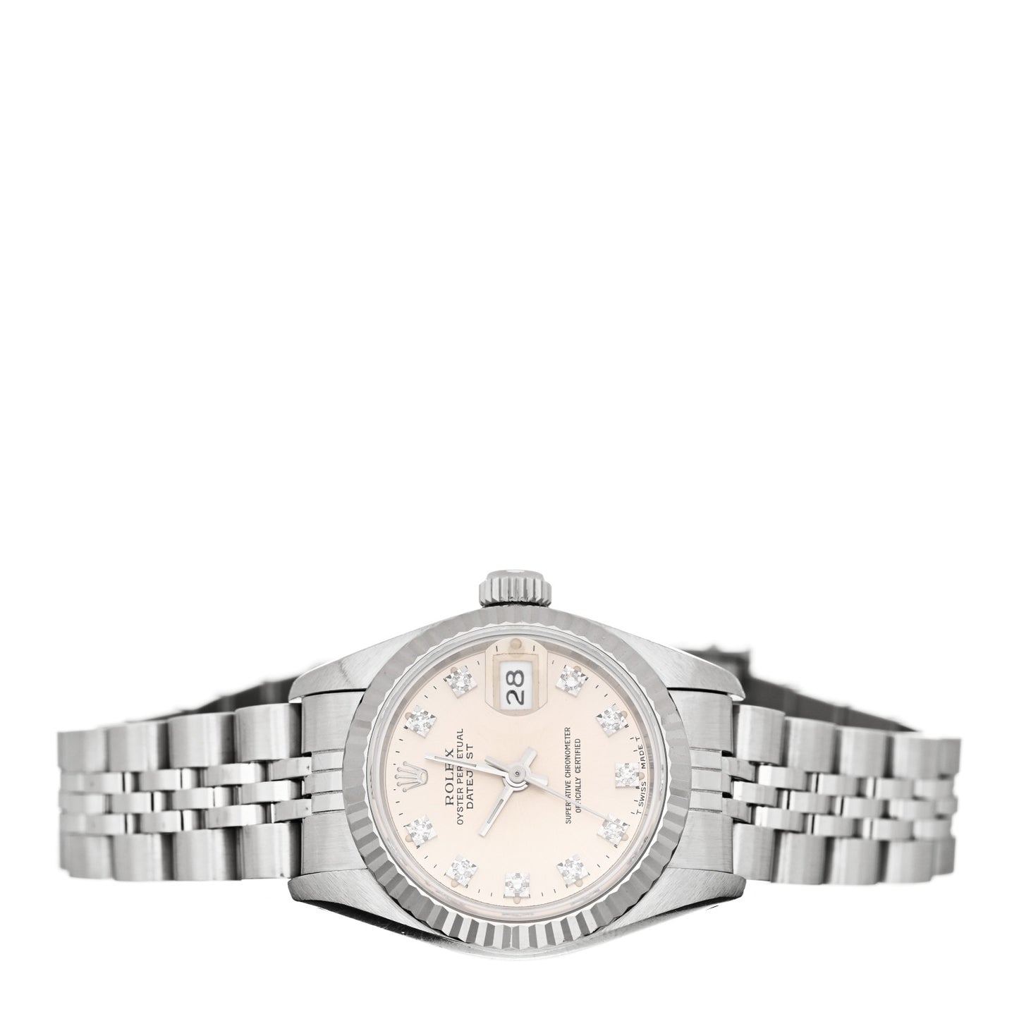Stainless Steel 18K White Gold Diamond 26mm Oyster Perpetual Datejust Watch Silver 69174
