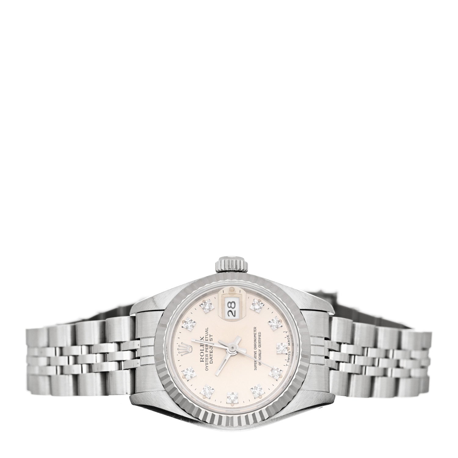 Rolex Stainless Steel 18K White Gold Diamond 26mm Oyster Perpetual Datejust Watch Silver 69174 2 of 4