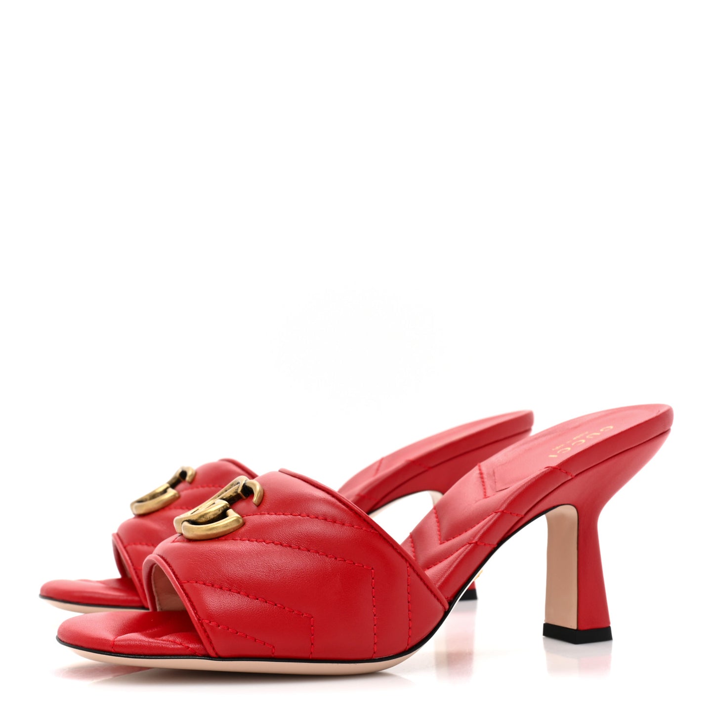 Nappa Matelasse GG Marmont 75mm Slide Sandals 38 Hibiscus Red