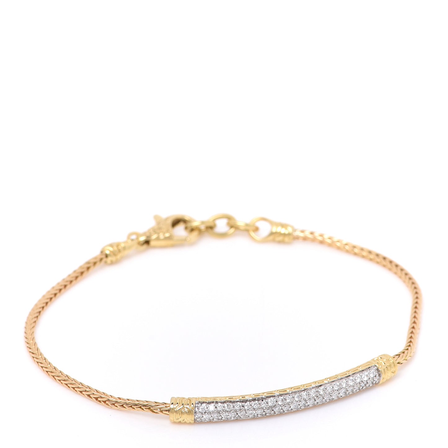 18K Yellow Gold Diamond Classic Chain Station Bracelet