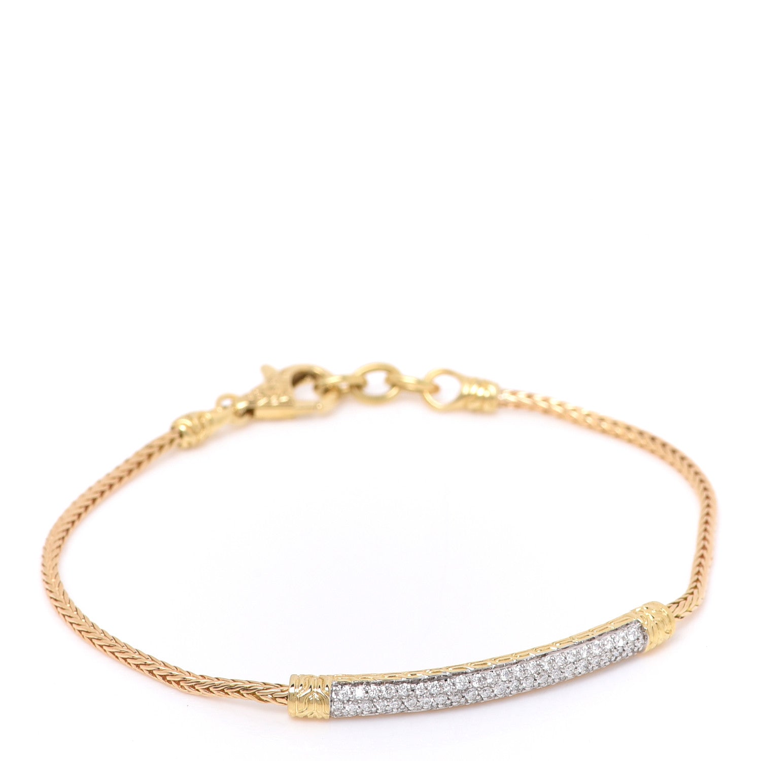 John Hardy 18K Yellow Gold Diamond Classic Chain Station Bracelet 1 of 5
