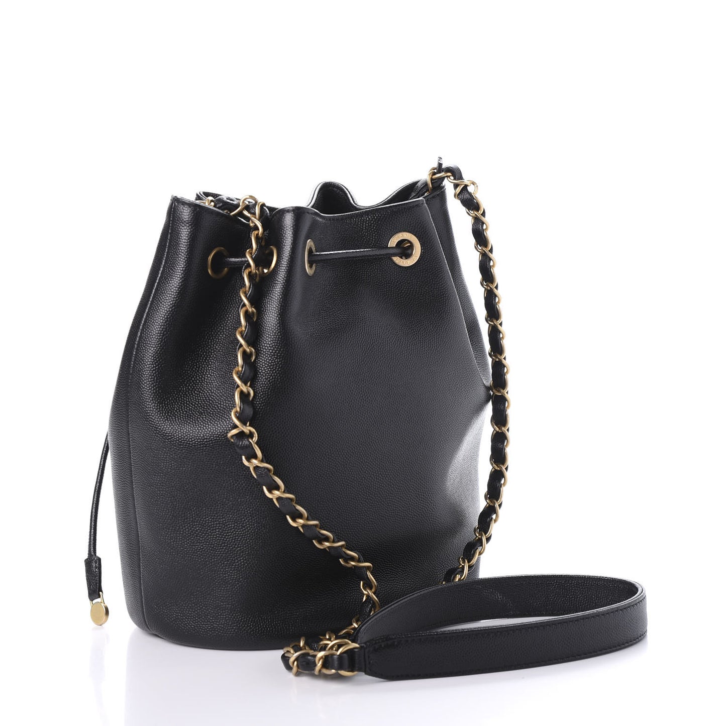 Caviar Deauville Drawstring Bucket Bag Black