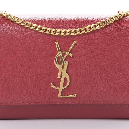 Saint Laurent Grain De Poudre Small Monogram Kate Satchel Red 8 of 12