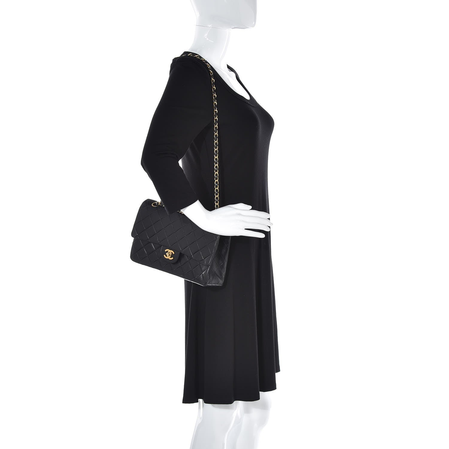 Chanel Lambskin Quilted Medium Double Flap Bag Black 3 of 13