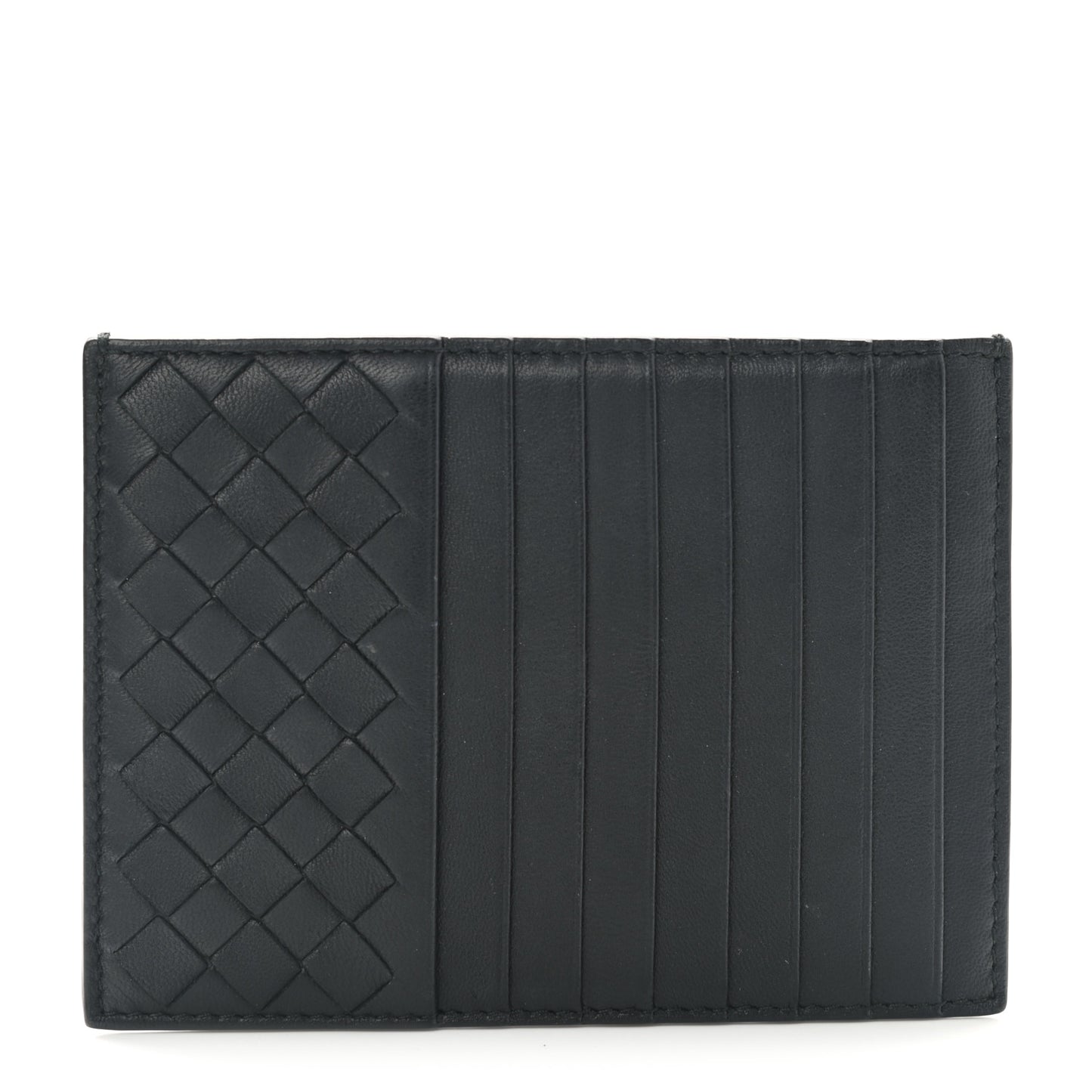 Nappa Intrecciato Zip Card Holder Black