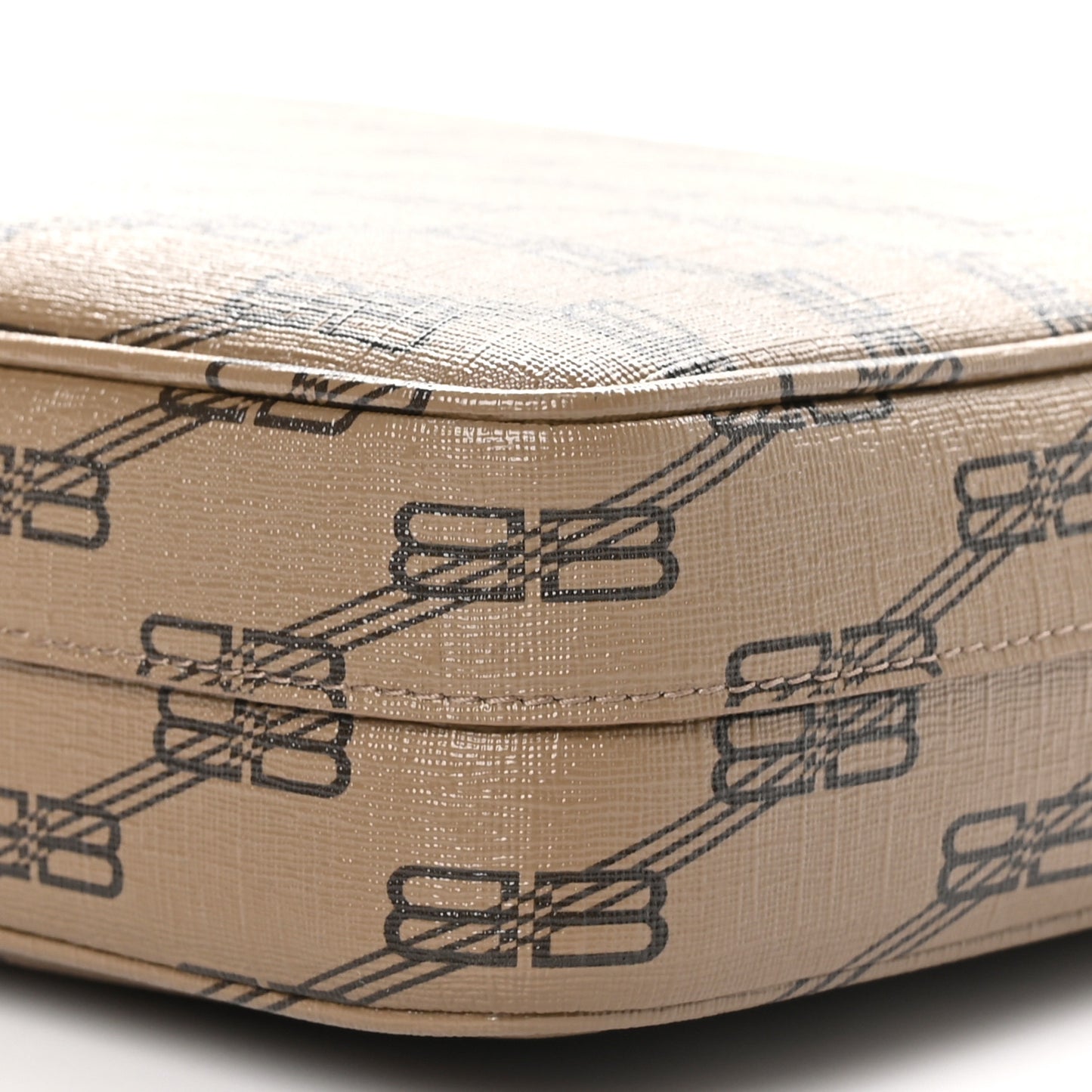 Coated Canvas BB Monogram Medium Signature Camera Bag Beige Brown