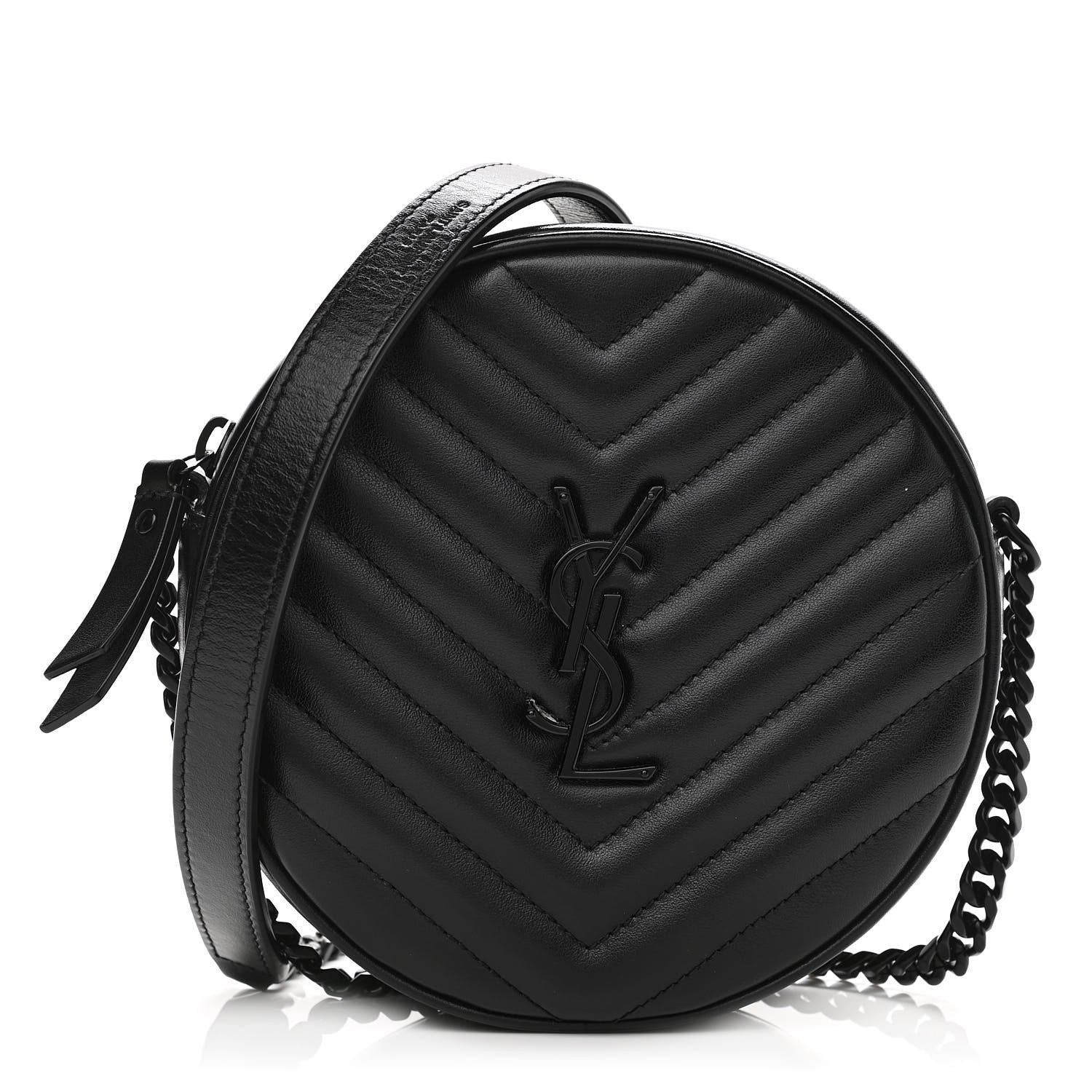 Saint Laurent Calfskin Matelasse Chevron Round Vinyle Camera Bag Black 1 of 11