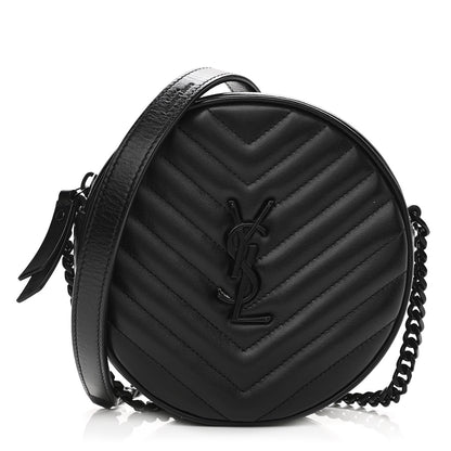 Saint Laurent Calfskin Matelasse Chevron Round Vinyle Camera Bag Black 1 of 11