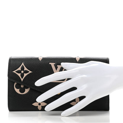 Louis Vuitton Monogram Empreinte Giant Sarah Wallet Black Beige 2 of 7