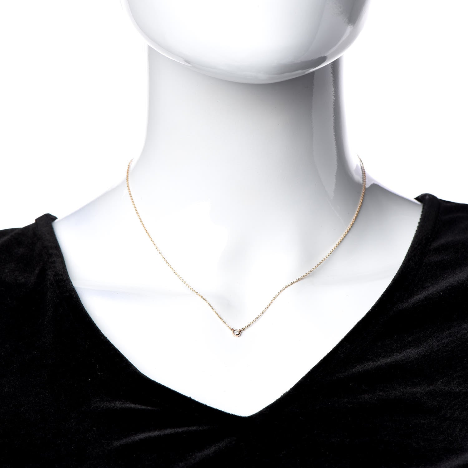 Tiffany 18K Yellow Gold Diamond .03ct Elsa Peretti Diamonds by the Yard Pendant Necklace 2 of 5
