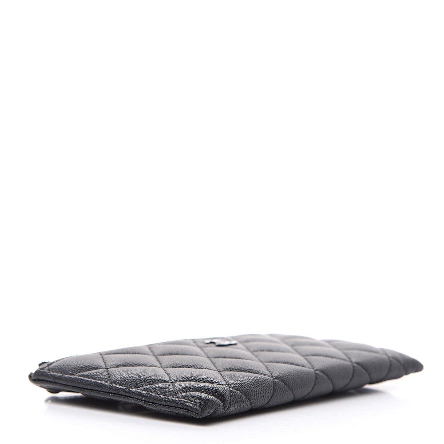 Iridescent Caviar Quilted Classic Zip Pouch Black