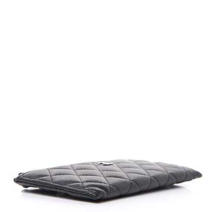 Chanel Iridescent Caviar Quilted Classic Zip Pouch Black 4 of 11